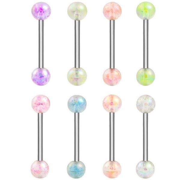 Stainless Steel Acrylic Barbell Bar Tongue Piercing Jewellery