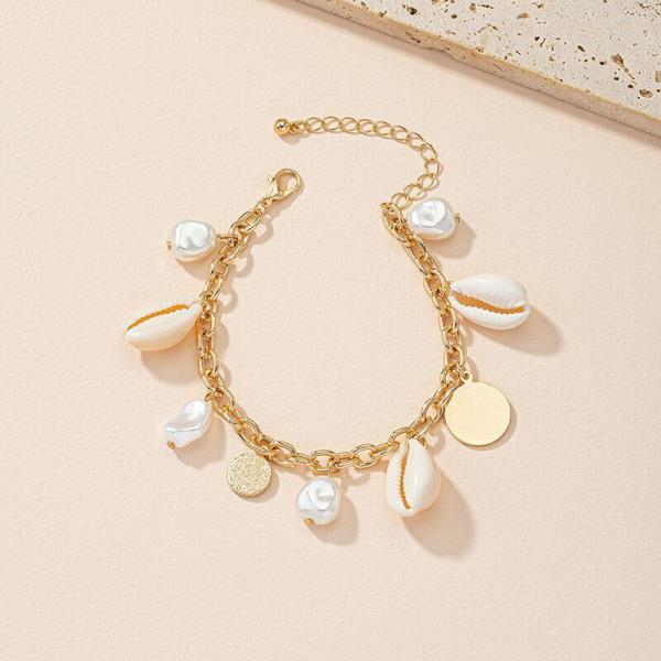 White Shell Pearl Gold Bracelet