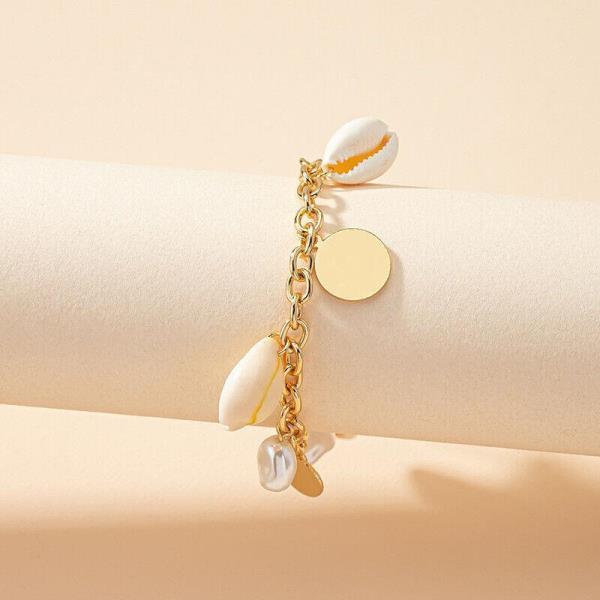 White Shell Pearl Gold Bracelet