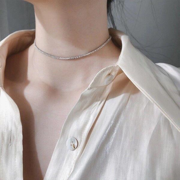 Glitter Silver Twist Clavicle Choker Necklace