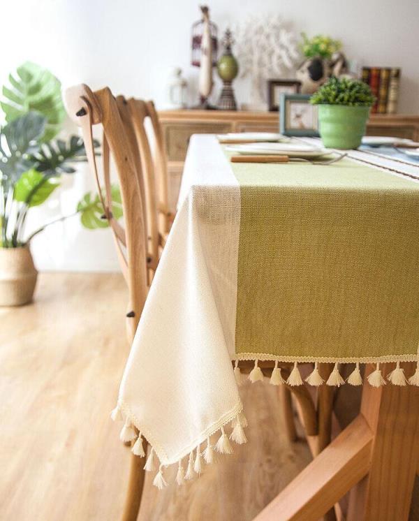 140 x 180 CM Rectangle Tassel Cotton Dining Tablecloth