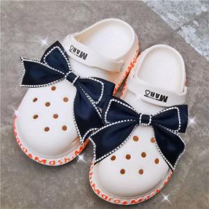 2 Pcs Crystal Chiffon Bow Crocs Shoe Charms Decoration