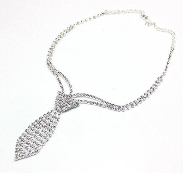 Rhinestone Tie Pendant Necklace