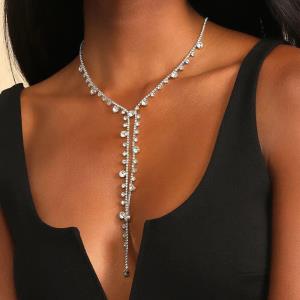 Rhinestone Multi Tassel Choker Necklace