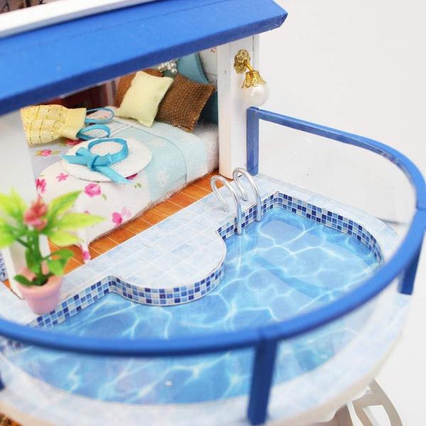 Blue Sea Villa DIY Wooden Handmade Music Miniature Dollhouse