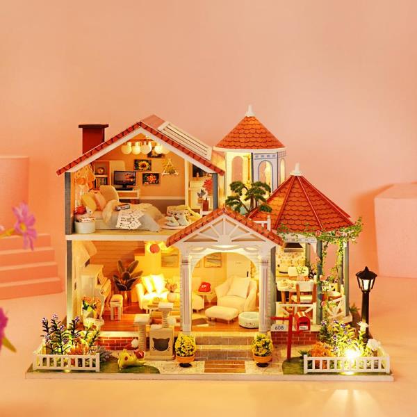 Coloured Glaze Time DIY Wooden Handmade Music Miniature Dollhouse