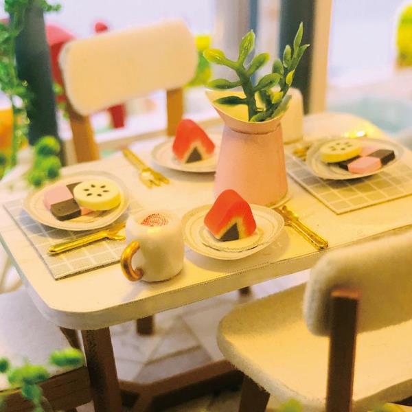 Coloured Glaze Time DIY Wooden Handmade Music Miniature Dollhouse