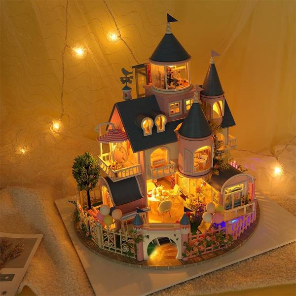 Fairy Castle DIY Wooden Handmade Music Miniature Dollhouse