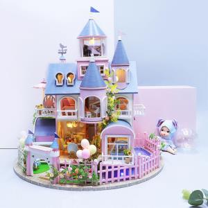 Fairy Castle DIY Wooden Handmade Music Miniature Dollhouse