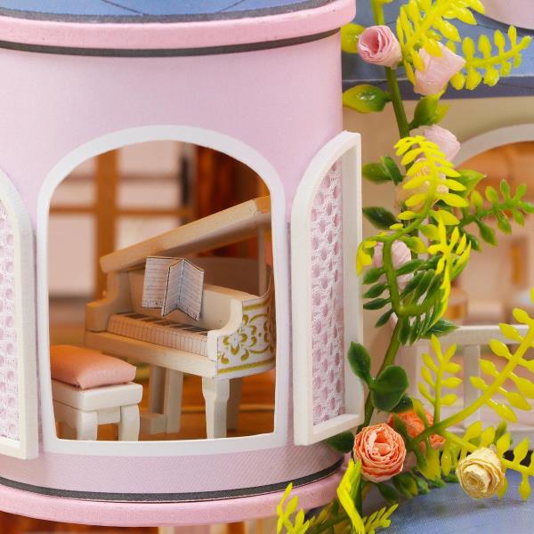 Fairy Castle DIY Wooden Handmade Music Miniature Dollhouse