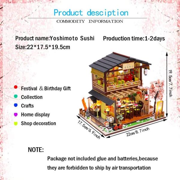 Gibbon Sushi Shop DIY Wooden Handmade Miniature Dollhouse