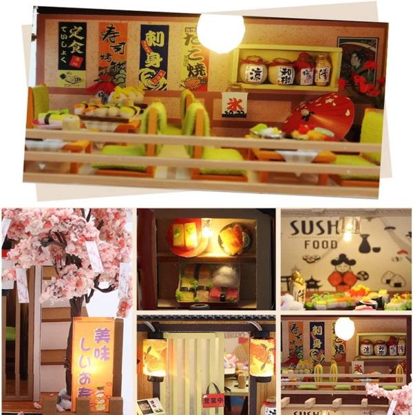 Gibbon Sushi Shop DIY Wooden Handmade Miniature Dollhouse