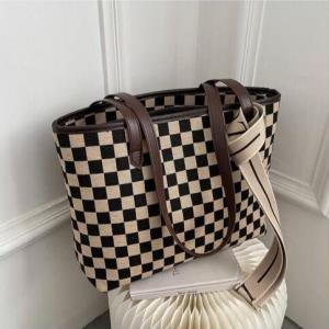 Leopard Plaid Cloth Zip Tote Bag