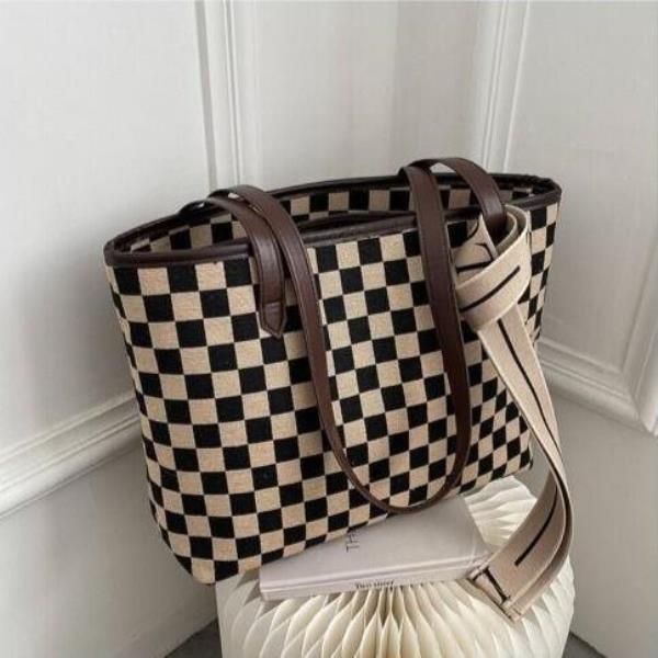 Leopard Plaid Cloth Zip Tote Bag