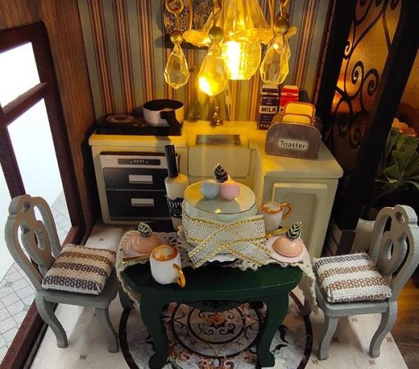 Retro Luxury Loft DIY Creative Handmade Music Miniature Dollhouse