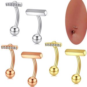 5 Pcs Frosted Stainless Steel Piercing Belly Rings 