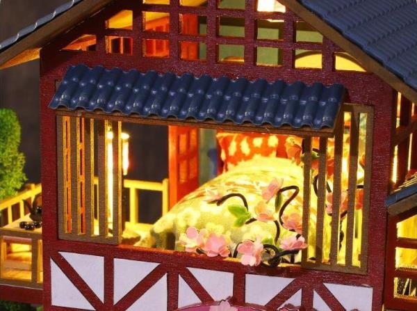 Japanese Courtyard Restaurant DIY Music Miniature Dollhouse