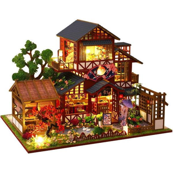 Japanese Courtyard Restaurant DIY Music Miniature Dollhouse