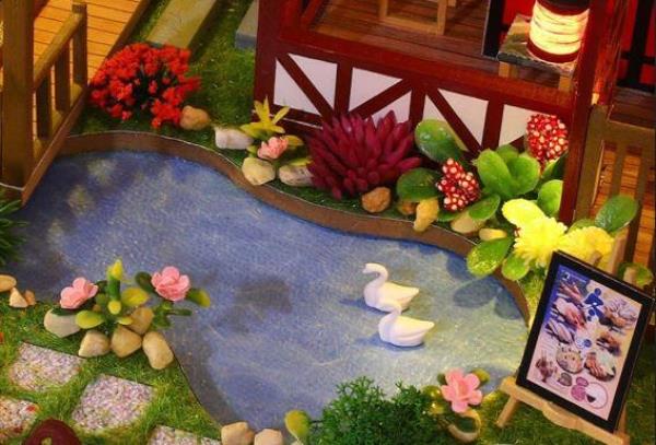 Japanese Courtyard Restaurant DIY Music Miniature Dollhouse