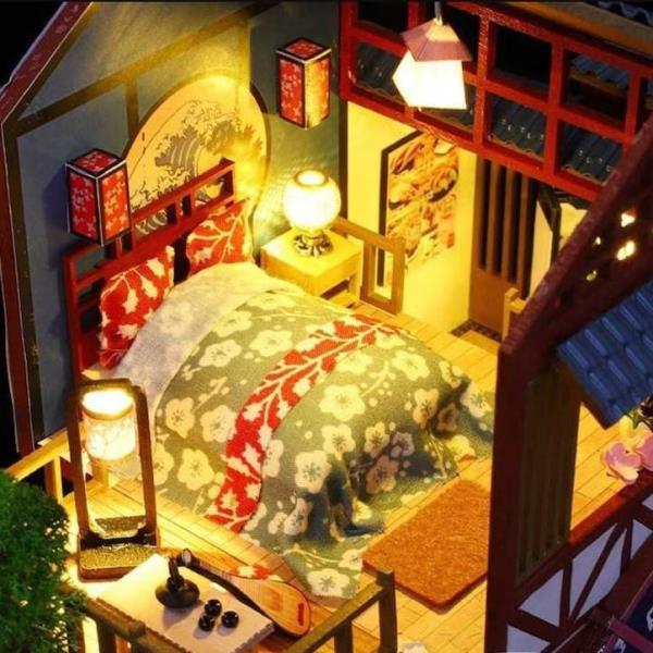 Japanese Courtyard Restaurant DIY Music Miniature Dollhouse