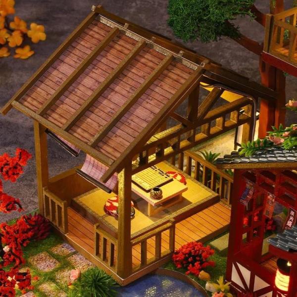 Japanese Courtyard Restaurant DIY Music Miniature Dollhouse