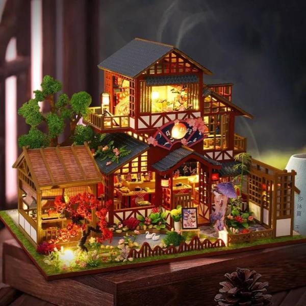 Japanese Courtyard Restaurant DIY Music Miniature Dollhouse