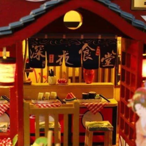 Japanese Courtyard Restaurant DIY Music Miniature Dollhouse