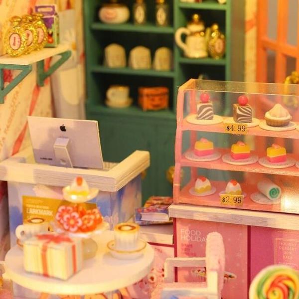  Leisure Afternoon Tea Shop DIY Music Miniature Dollhouse