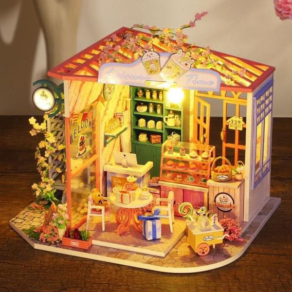  Leisure Afternoon Tea Shop DIY Music Miniature Dollhouse