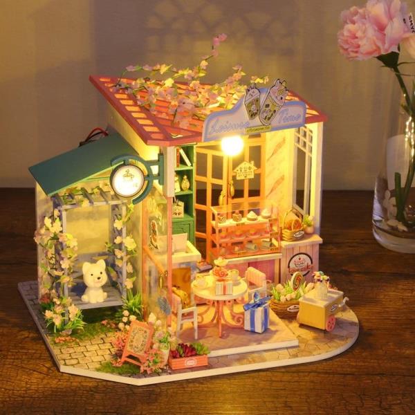  Leisure Afternoon Tea Shop DIY Music Miniature Dollhouse