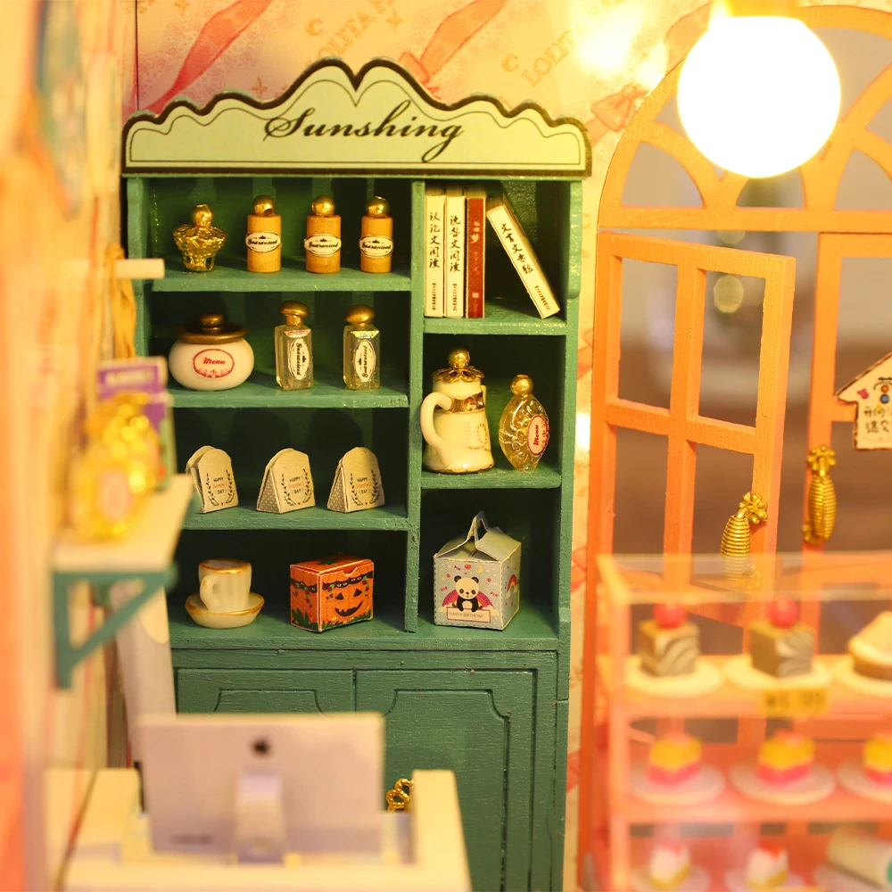  Leisure Afternoon Tea Shop DIY Music Miniature Dollhouse