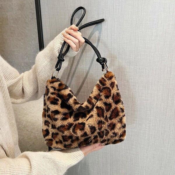 Fluffy Warm Leopard Causal Bag