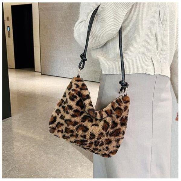 Fluffy Warm Leopard Causal Bag