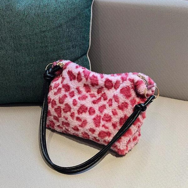 Fluffy Warm Leopard Causal Bag