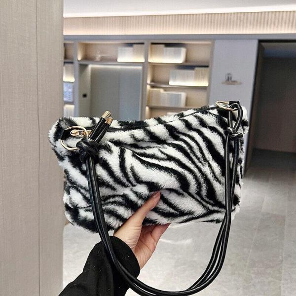 Fluffy Warm Leopard Causal Bag