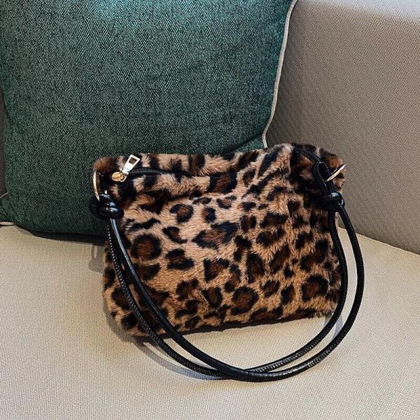 Fluffy Warm Leopard Causal Bag