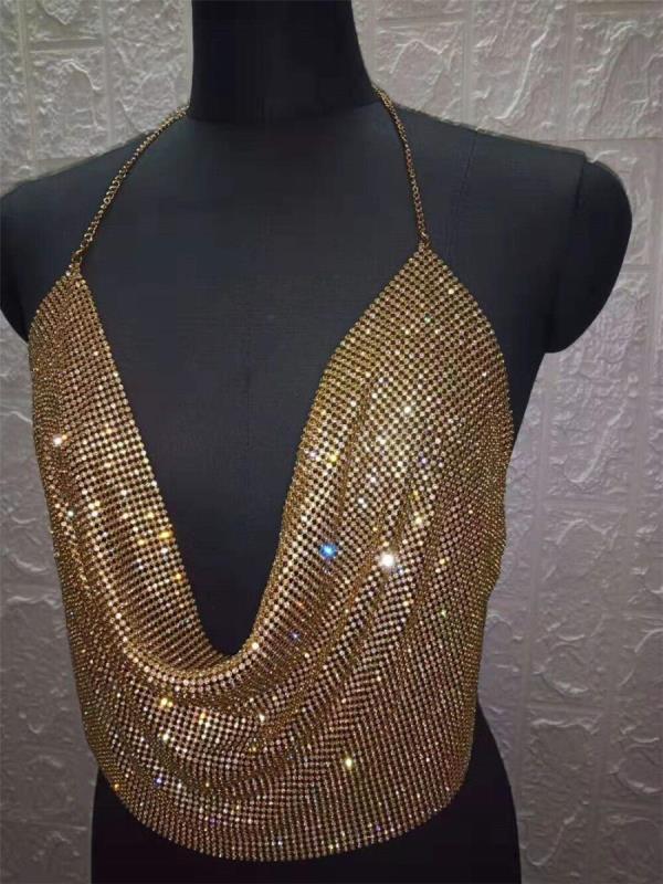 Glitter Rhinestone Bikini Party Dance Apron Top