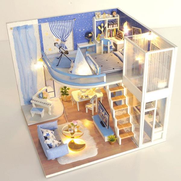 Romantic Piano Villa Duplex Double Layer DIY Miniature Dollhouse