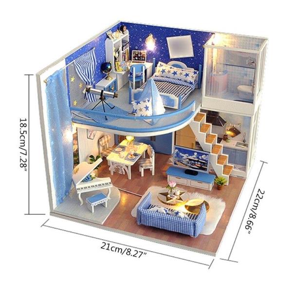 Romantic Piano Villa Duplex Double Layer DIY Miniature Dollhouse