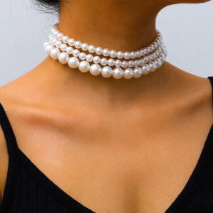 White Pearl Waterdrop Rhinestone Necklace