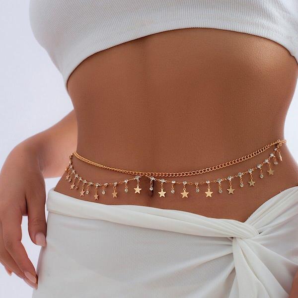 Gold Multi Layer Pendant Tassel Belly Waist Chain