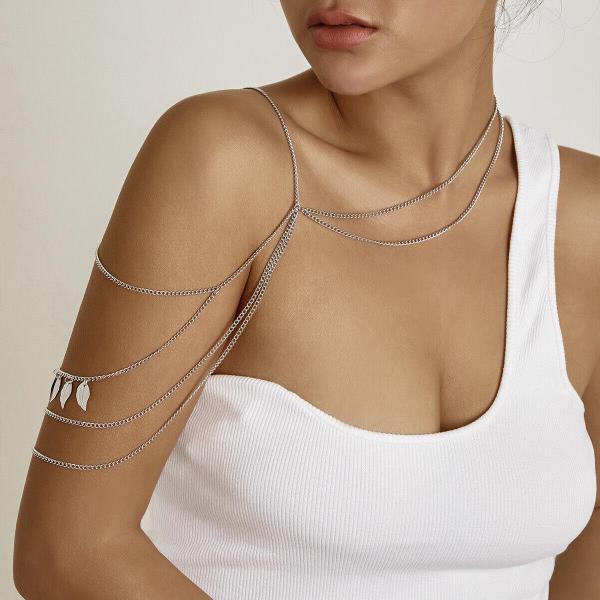 Punk Leaf Beach Arm Cuff Band Armlet Body Chain