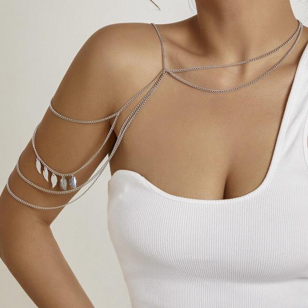 Punk Leaf Beach Arm Cuff Band Armlet Body Chain