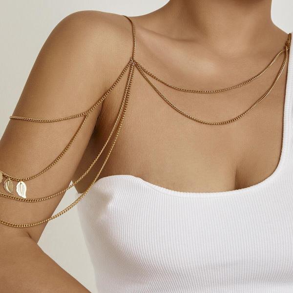 Punk Leaf Beach Arm Cuff Band Armlet Body Chain