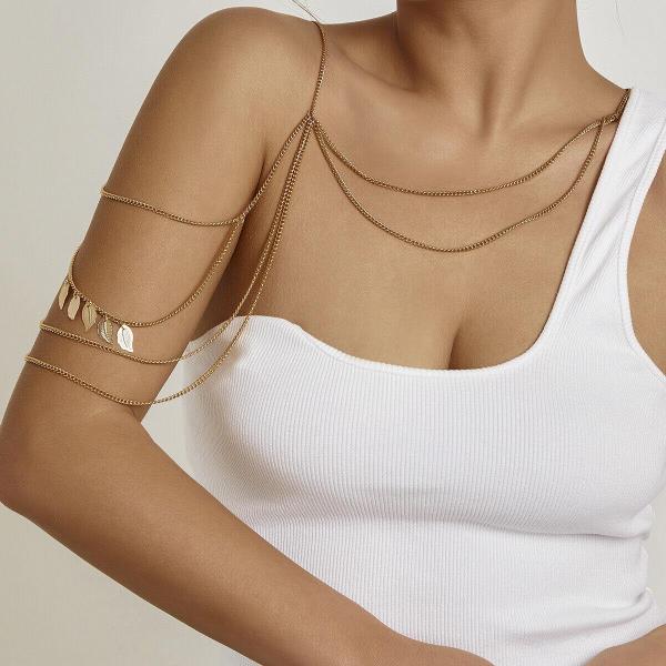 Punk Leaf Beach Arm Cuff Band Armlet Body Chain