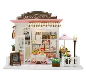 Cute Room DIY Pink Patisserie Cake Shop Music Miniature Dollhouse