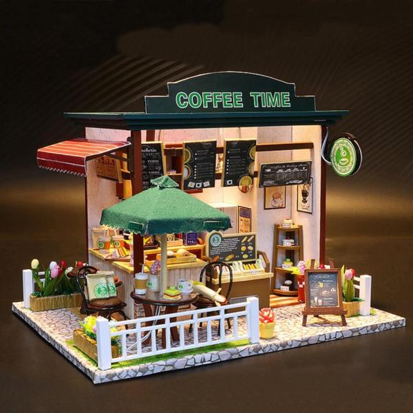 Coffee Time DIY Creative Handmade Music Miniature Dollhouse