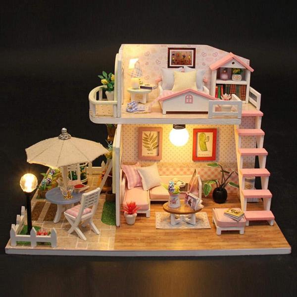 Pink Loft DIY Creative Handmade Music Miniature Dollhouse