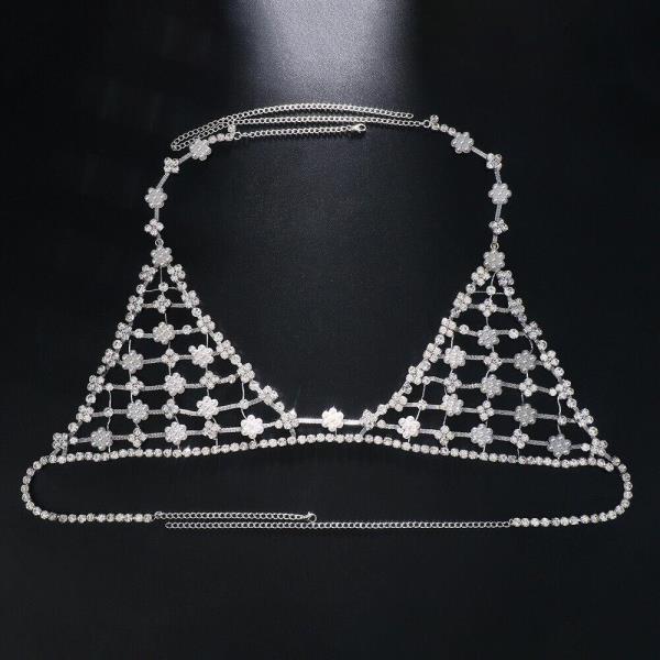 Crystal Pearl Flower Bra Chest Body Chain