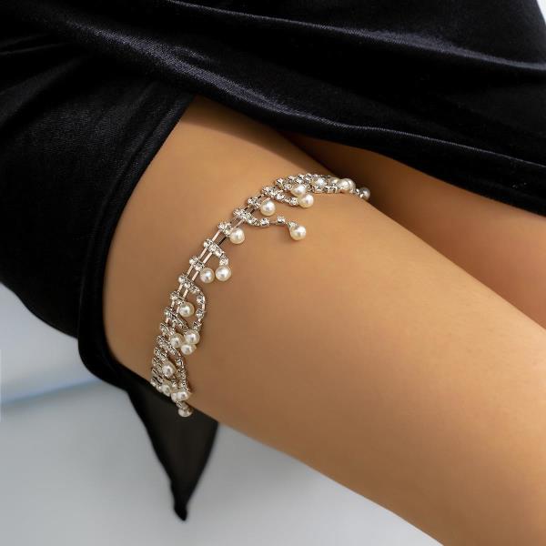 Elastic Crystal Pearl Tassel Thigh Leg Chain